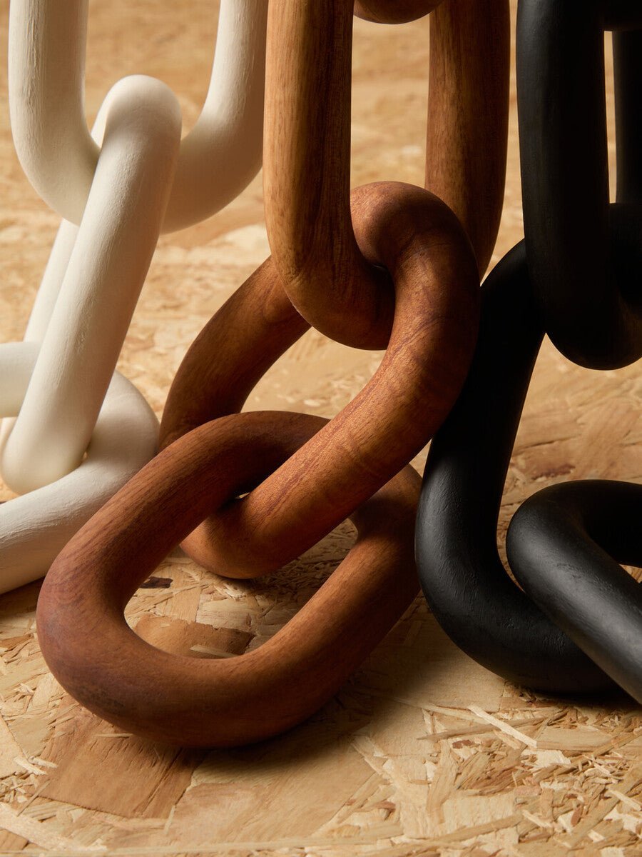 Cato Brown Wood 5 Link Chain Sculpture