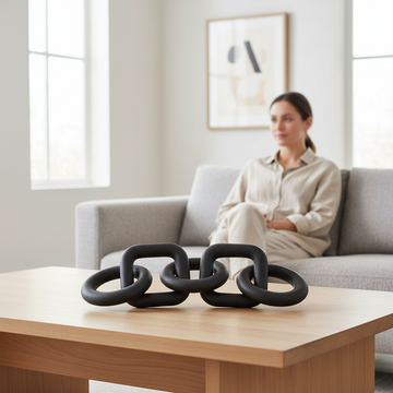 Cato 5 Link Black Wood Chain Sculpture