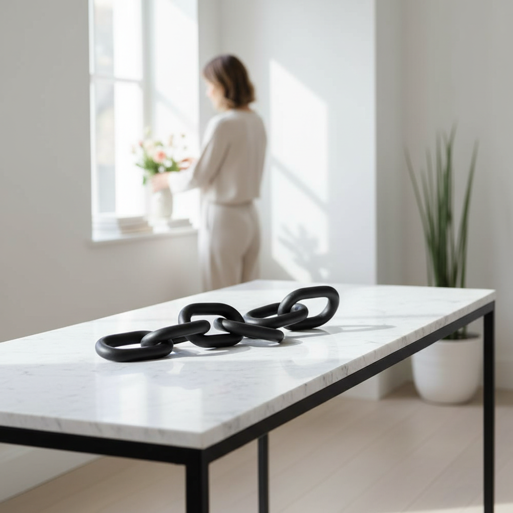 Cato Black Wood 5 Link Chain Sculpture