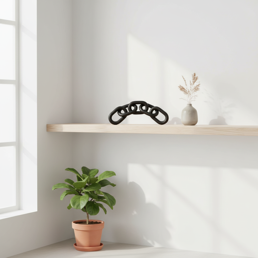 Cato Black Wood 5 Link Chain Sculpture