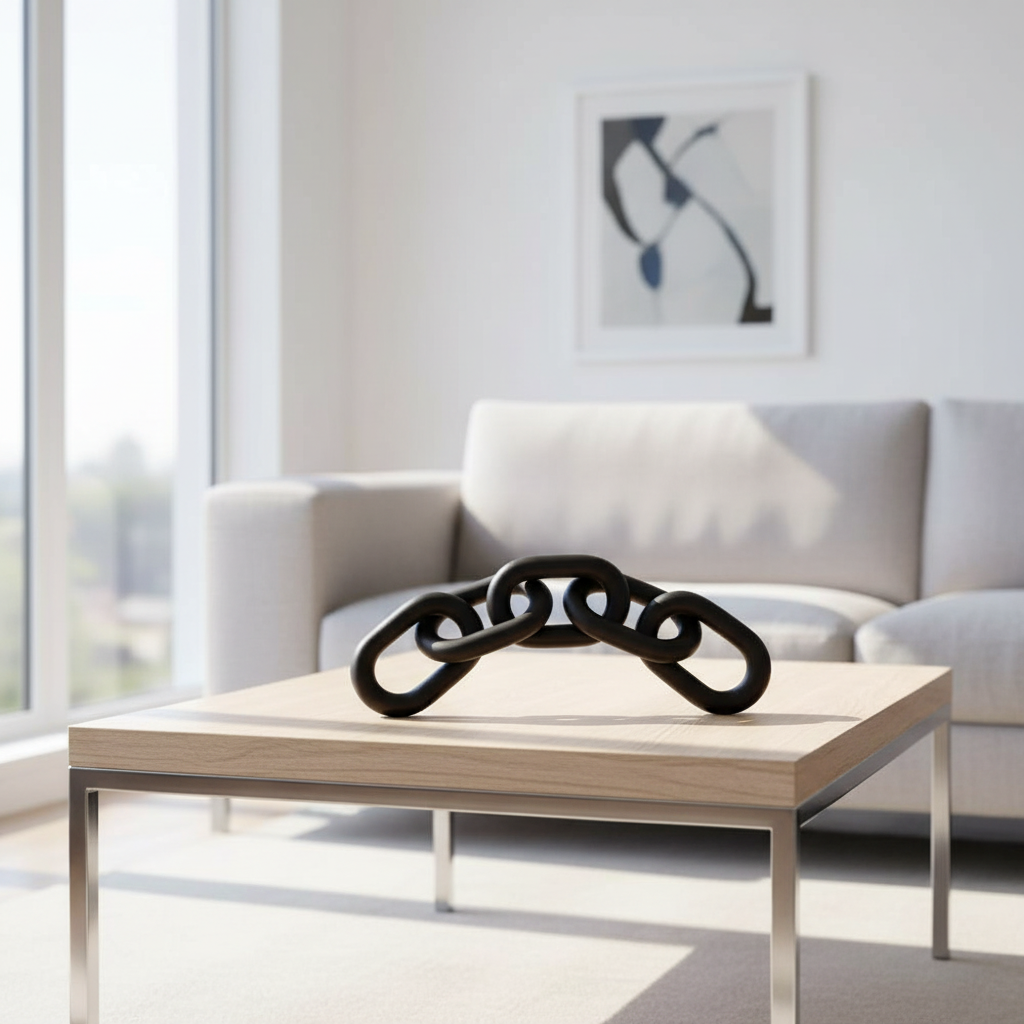 Cato Black Wood 5 Link Chain Sculpture