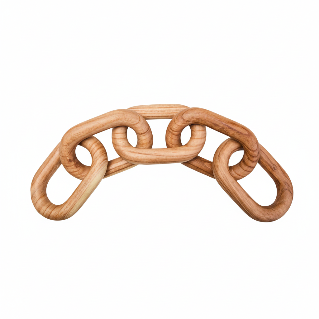 Cato Natural Wood 5 Link Chain Sculpture