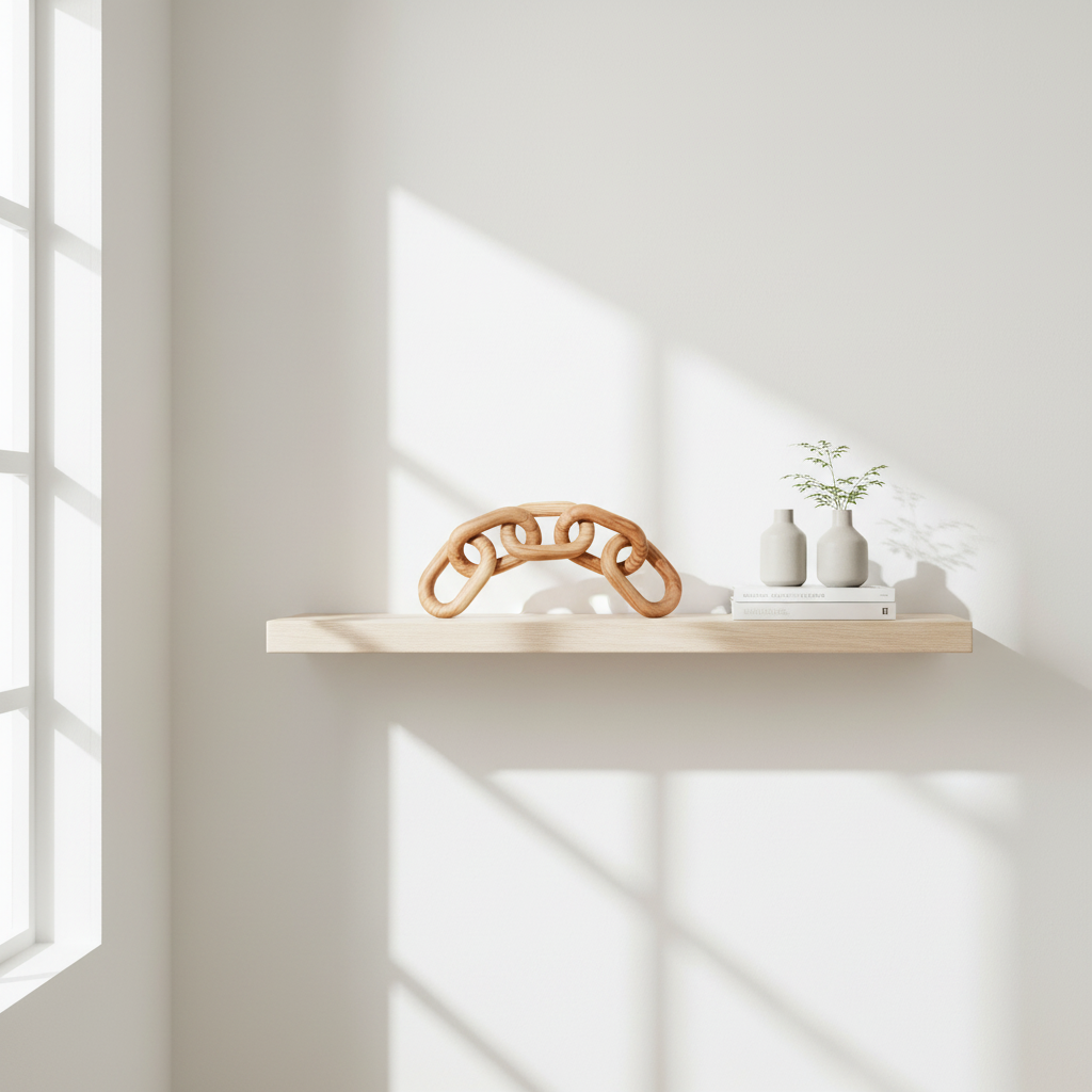 Cato Natural Wood 5 Link Chain Sculpture