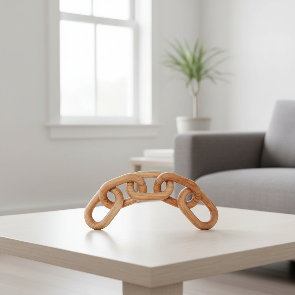 Cato Natural Wood 5 Link Chain Sculpture