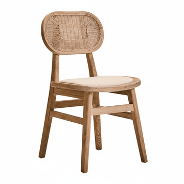 Cebu Beige Fabric and Grey Wash Elm Wood Dining Chair