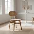 Cebu Beige Fabric and Grey Wash Elm Wood Dining Chair
