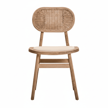 Cebu Beige Fabric and Grey Wash Elm Wood Dining Chair