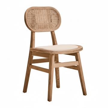 Cebu Beige Fabric and Grey Wash Elm Wood Dining Chair