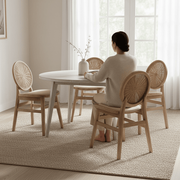Cebu Beige Fabric and White Wash Elm Wood Dining Chair