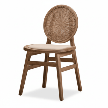 Cebu Beige Fabric and White Wash Elm Wood Dining Chair