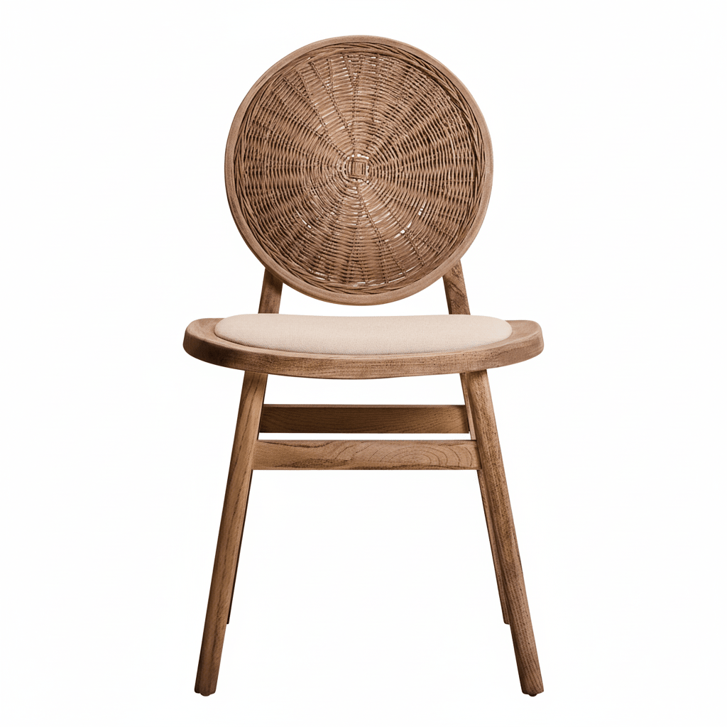 Cebu Beige Fabric and White Wash Elm Wood Dining Chair