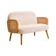 Cebu Ivory Fabric and Cane 2 Seat Sofa with Elm Wood Legs
