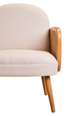 Cebu Ivory Fabric and Cane Chair with Elm Wood Legs