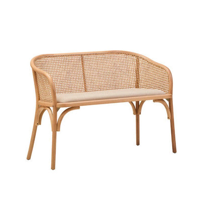 Cebu Natural Cane and Beech Wood Bench with Backrest