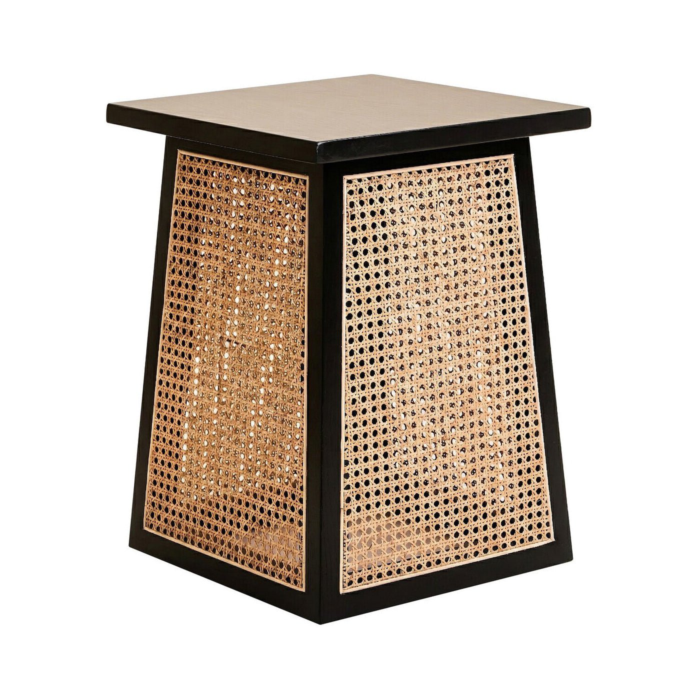 Cebu Natural Cane and Black Elm Wood Side Table