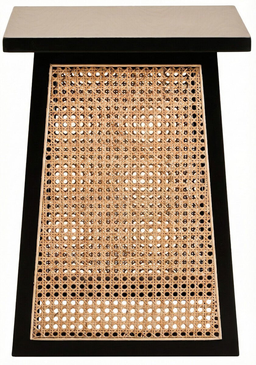 Cebu Natural Cane and Black Elm Wood Side Table