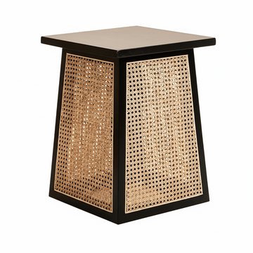 Cebu Natural Cane and Black Elm Wood Side Table