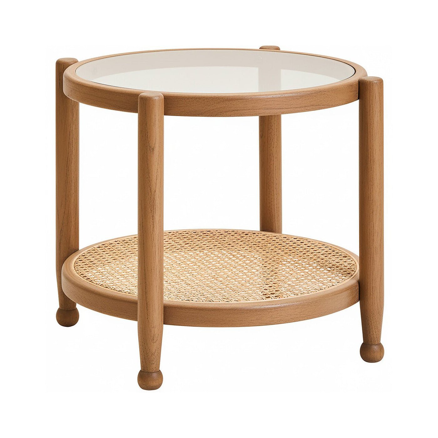 Cebu Natural Cane and Grey Wash Elm Wood Side Table