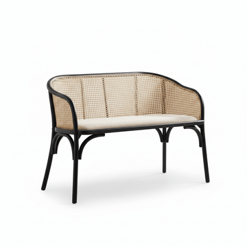 Cebu Natural Cane Bench with Black Beech Wood Frame
