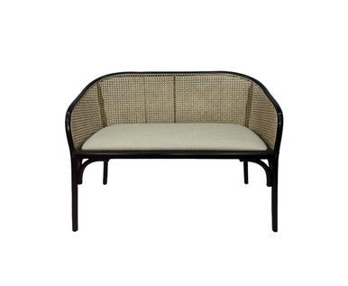 Cebu Natural Cane Bench with Black Beech Wood Frame