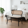 Cebu Natural Cane Bench with Black Elm Wood Frame