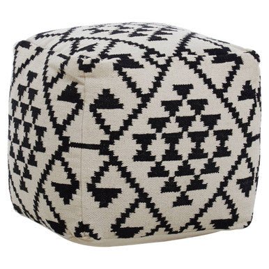 Cefena Square Black and White Patterned Pouffe