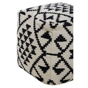 Cefena Square Black and White Patterned Pouffe