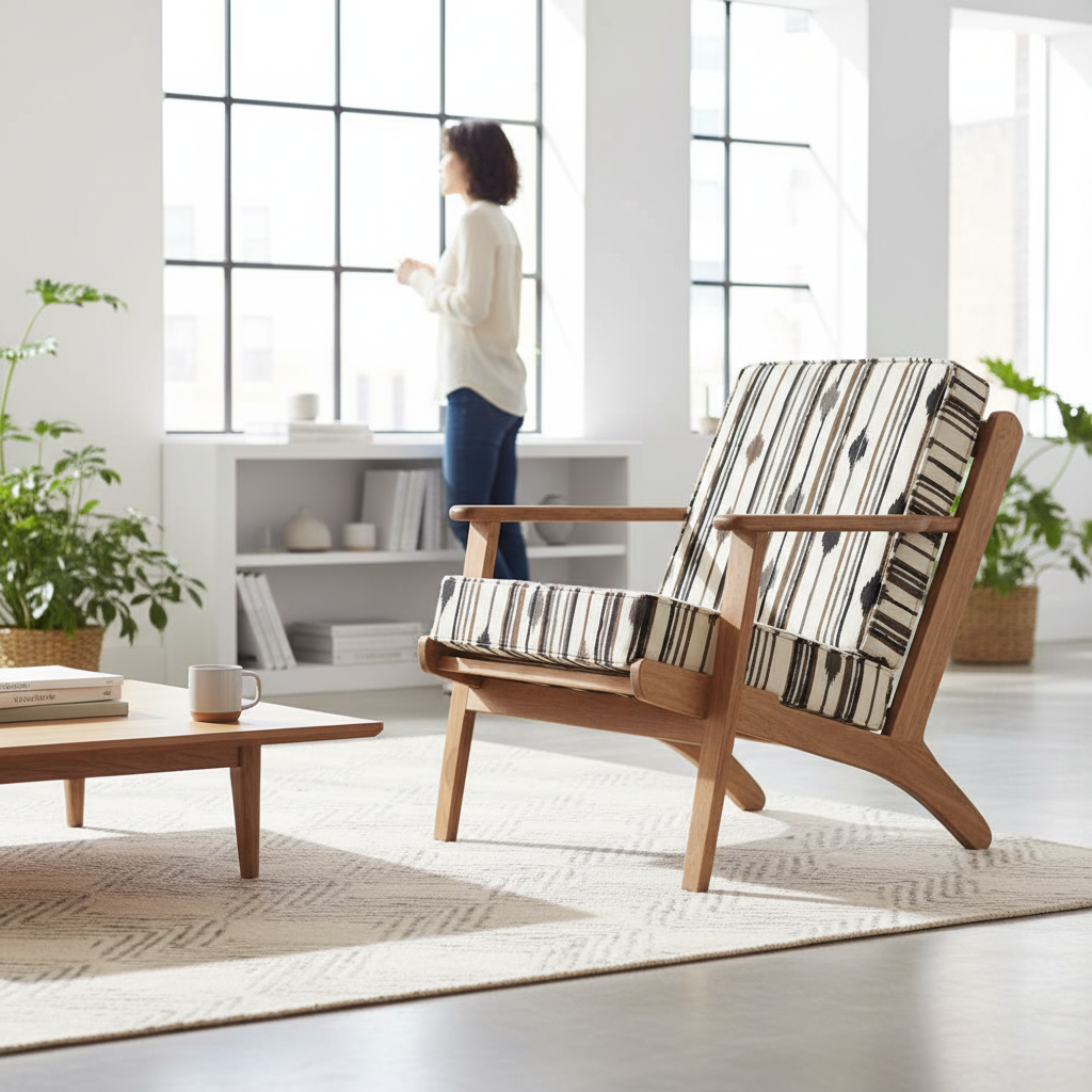 Cefena Armchair With Angular Arms