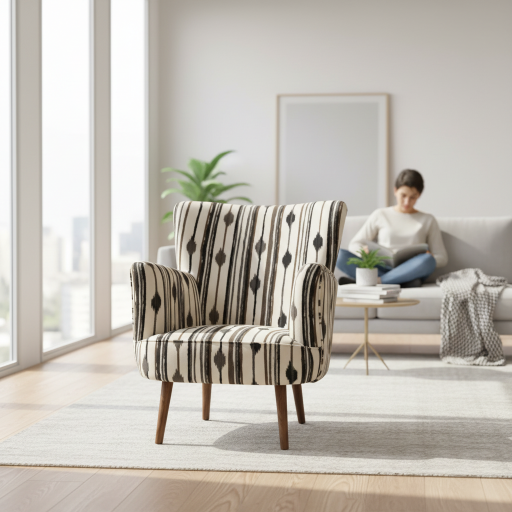 Cefena Armchair With Flared Arms