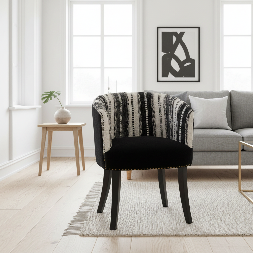 Cefena Black and White Chair