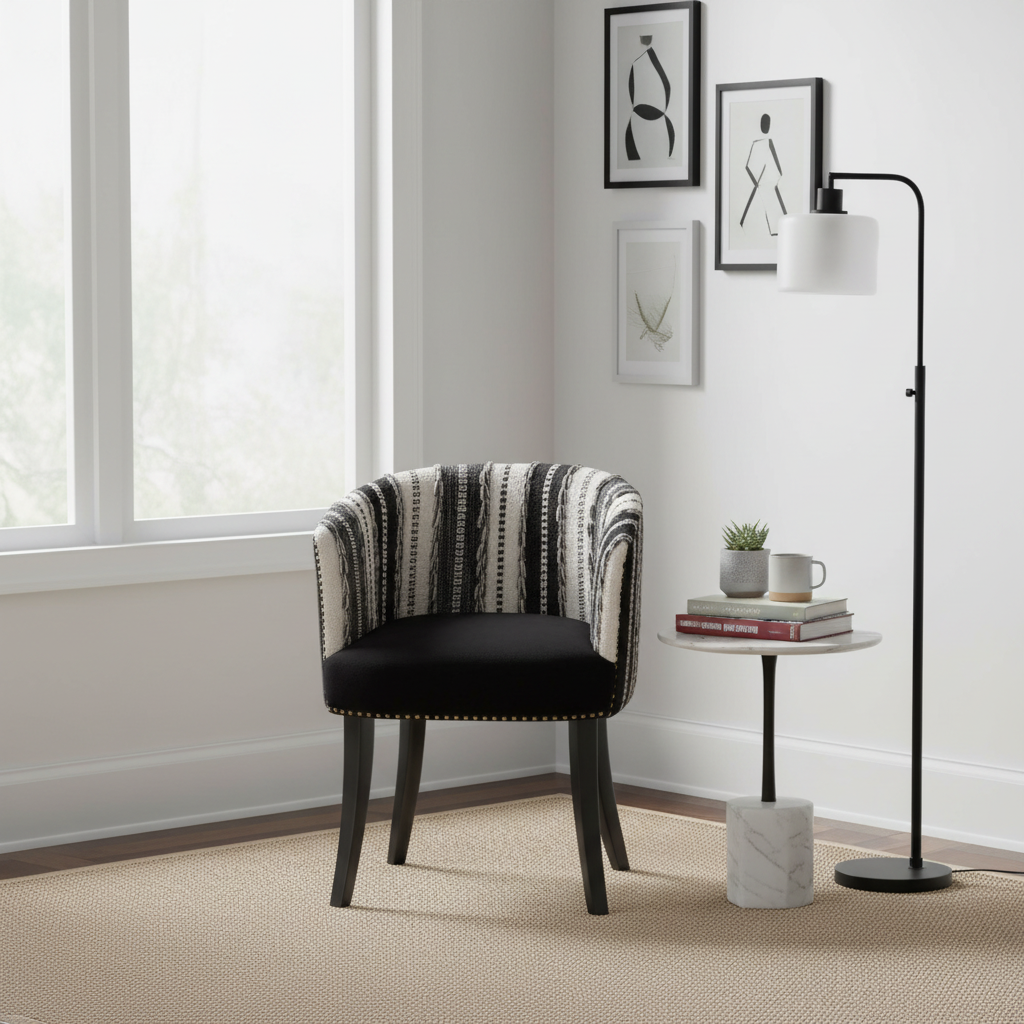 Cefena Black and White Chair