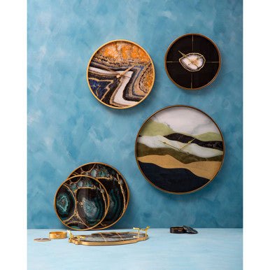 Celina Black And Gold Agate Tray