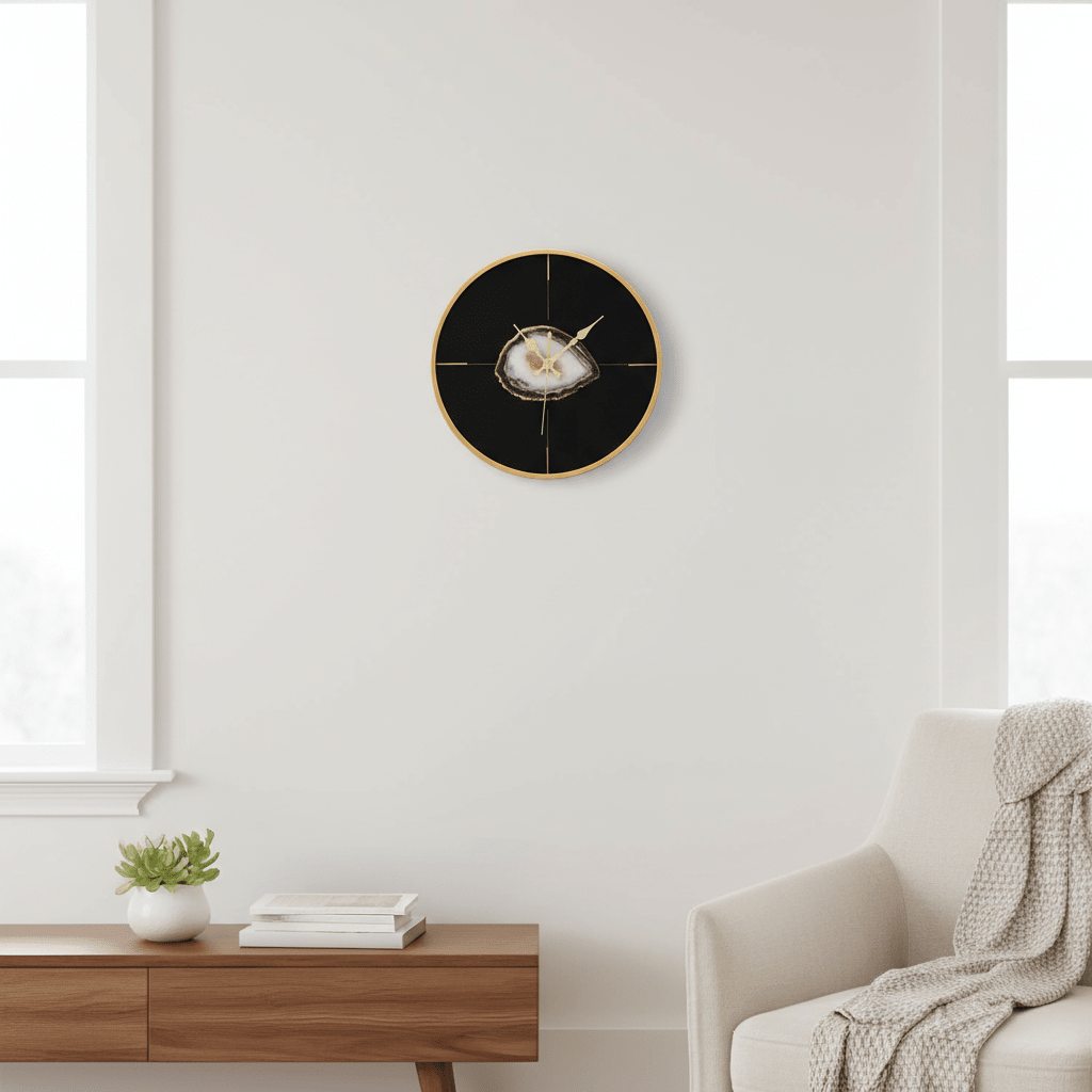 Celina Black And Gold Round Wall Clock
