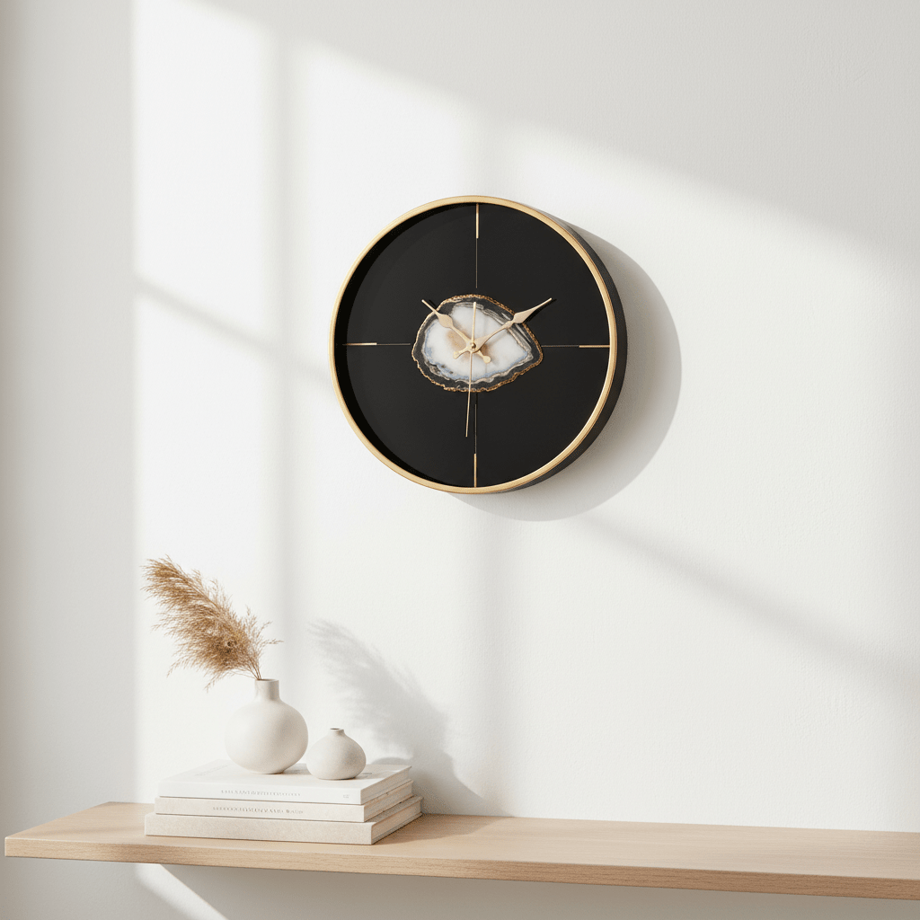 Celina Black And Gold Round Wall Clock