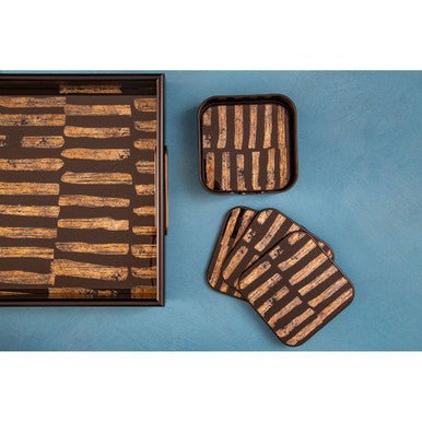 Celina Set Of Four Square Black and Gold Coasters