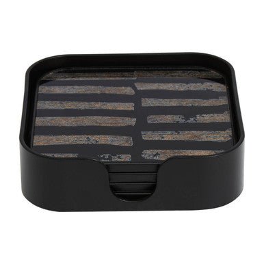 Celina Set Of Four Square Black and Gold Coasters