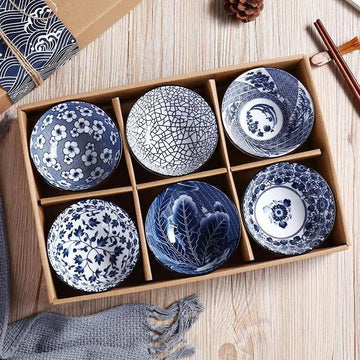 Ceramic Tableware Set - Blue and White Porcelain Bowls