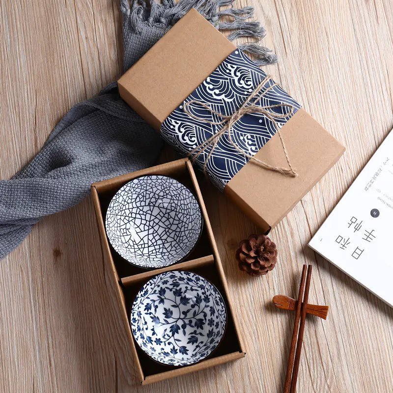 Ceramic Tableware Set - Blue and White Porcelain Bowls