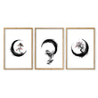 Cherry Blossom Painting Japandi Enso Circle Ink Art | Set of 3