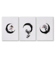 Cherry Blossom Painting Japandi Enso Circle Ink Art | Set of 3
