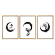 Cherry Blossom Painting Japandi Enso Circle Ink Art in an oak frame