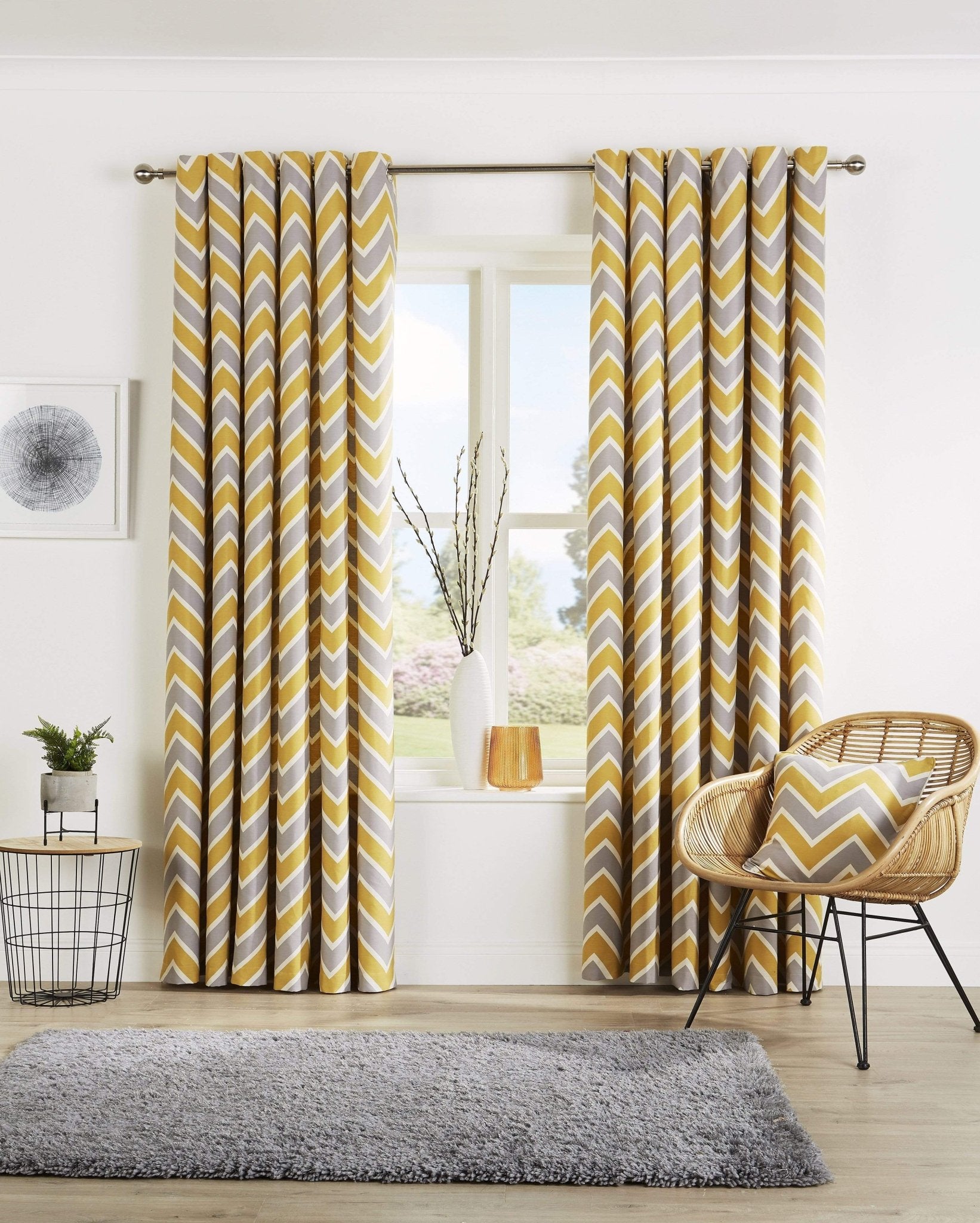 Chevron Pattern Curtains with Matching Cushion Covers Luxurious High - Quality Polyester Cotton Blend for Living Room and Bedroom Multiple Sizes OEKO - TEX Certified