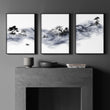 Chinese Artwork Ink Wash Landscape with Fisherman & Pagoda wall art displayed on a wall in a styled room — view 2
