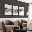 Chinese Artwork Ink Wash Landscape with Fisherman & Pagoda wall art displayed on a wall in a styled room — view 3