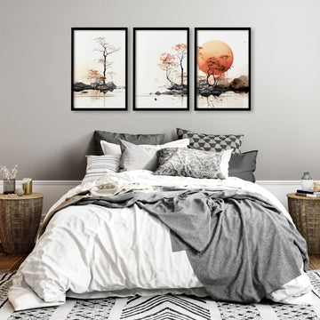 Chinese Wall Art | Set of 3 Asian Inspired Wall art Prints