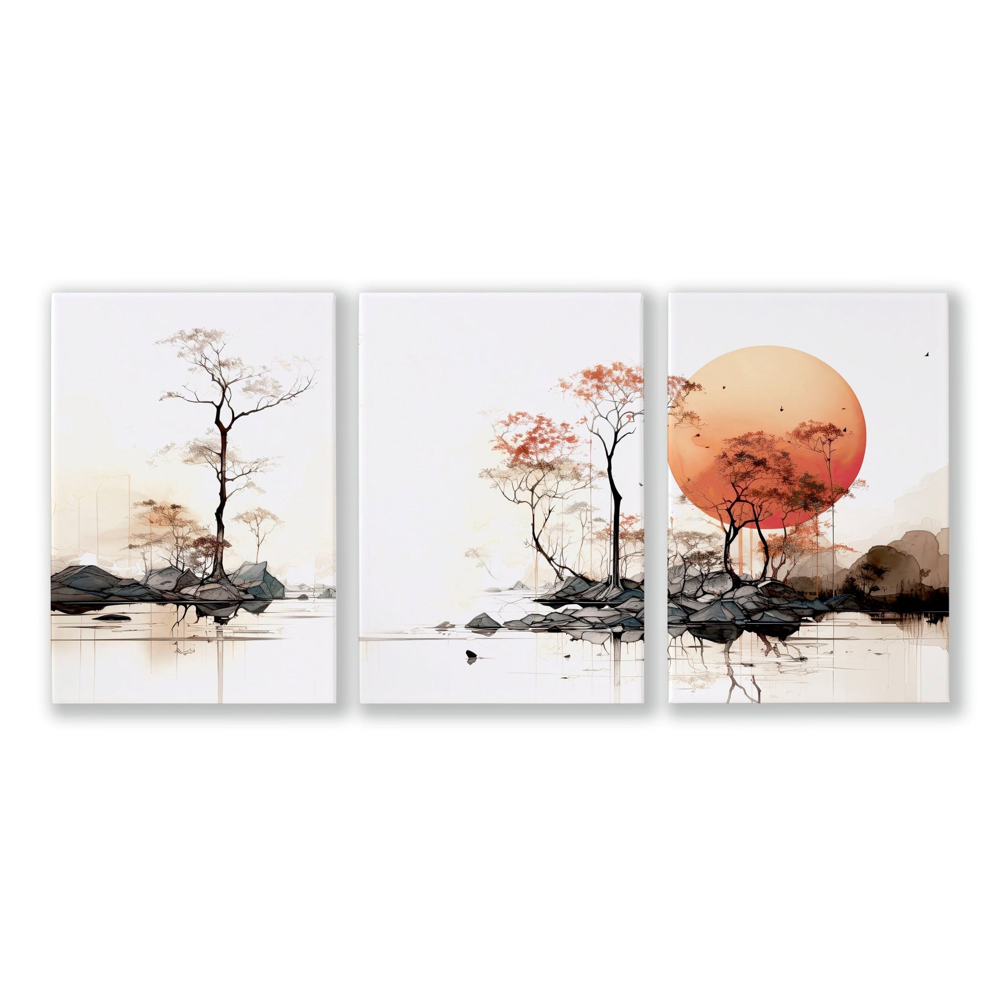 Chinese Wall Art | Set of 3 Asian Inspired Wall art Prints