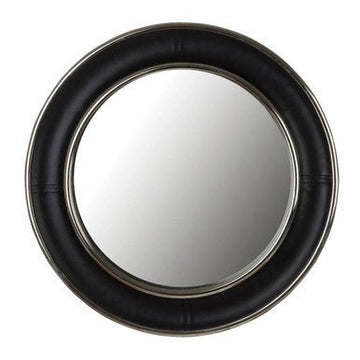 Churchill Black Genuine Leather Wide Rim Wall Mirror