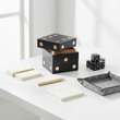 Churchill Games Black and Gold Dice Box with 5 Black Dice