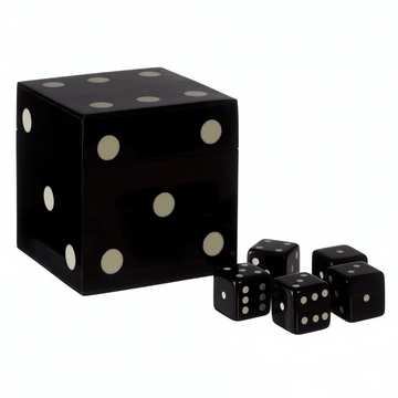 Churchill Games Black And White Dice Box With 5 Dice