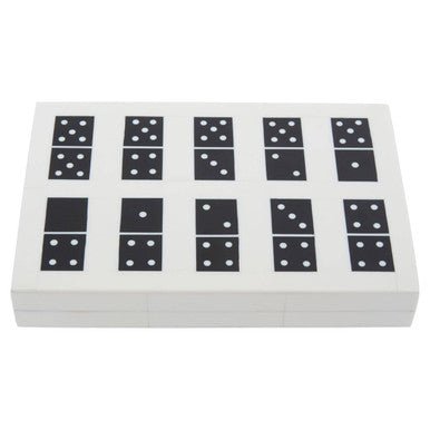 Churchill Games Black and White Rectangular Domino Box